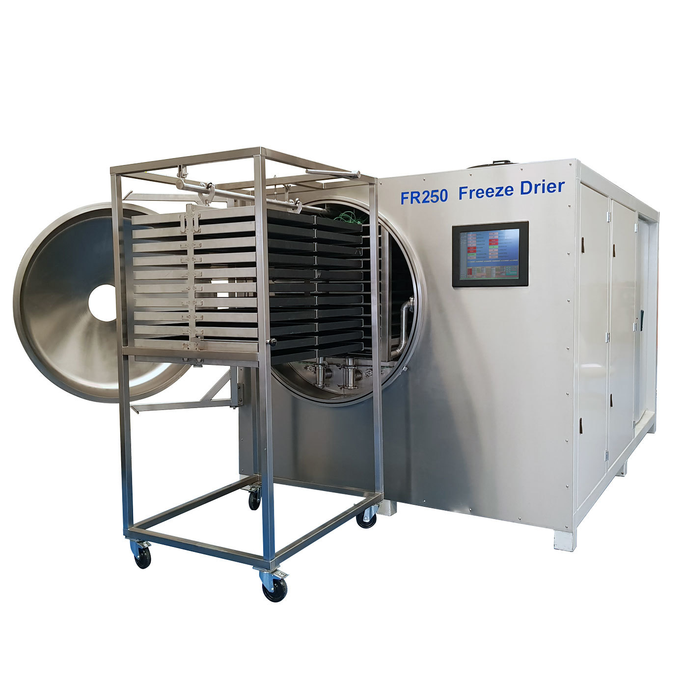 FR100 freeze drier with product loading trolley